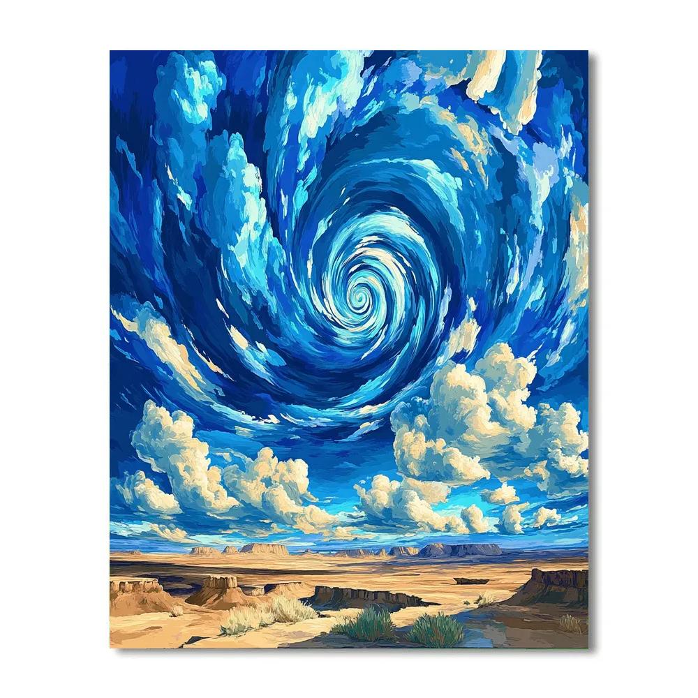 Georgia O Keeffe Inspired Cerulean Spiral Cloud Over Mesa Painting by numbers kit