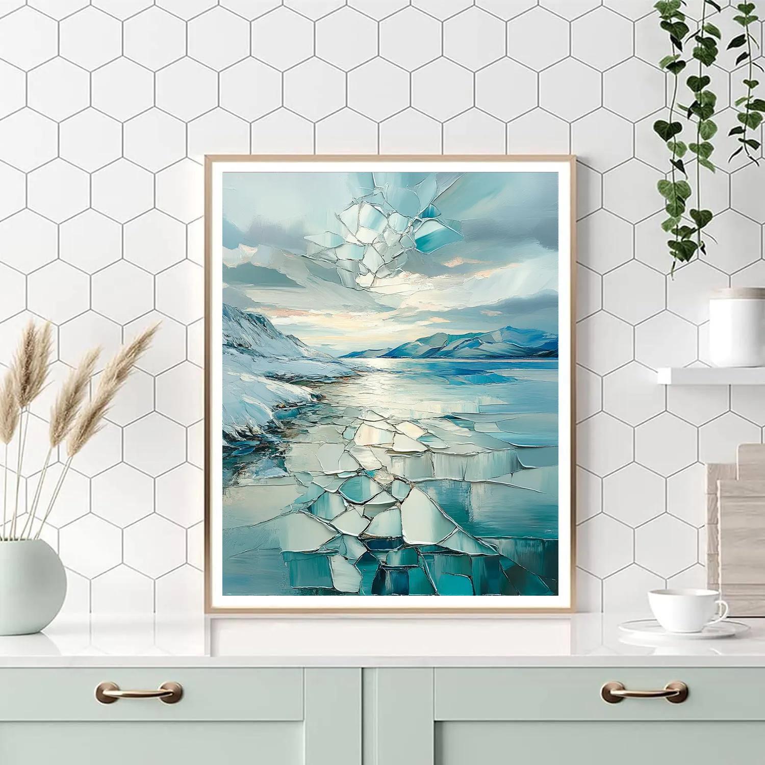 Jean-Paul Riopelle Inspired Arctic Mosaic Sky painting number kit