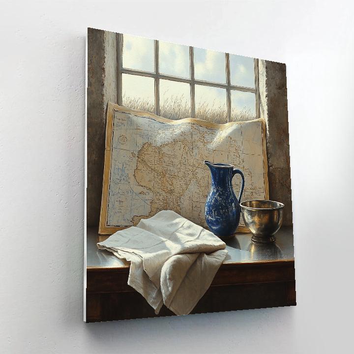 Johannes Vermeer Inspired Still Life With Blue Jug And Map paint by numbers