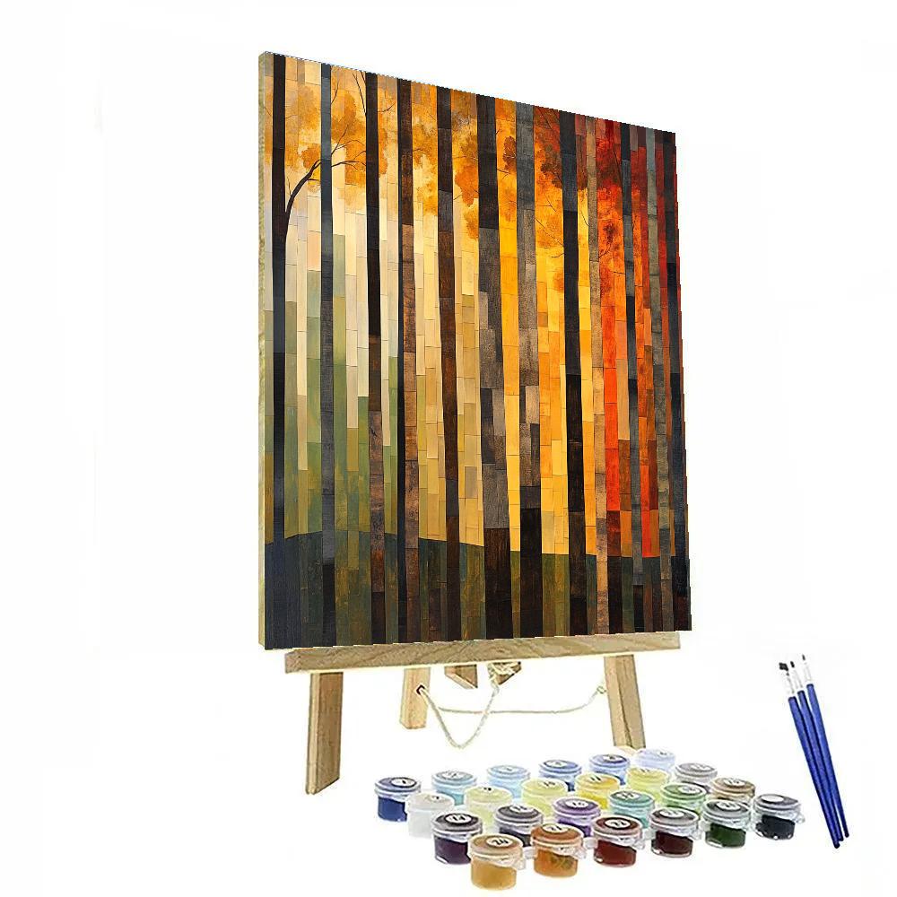 Jean-Paul Riopelle Inspired Autumn Tessellated Forest Paint by numbers art