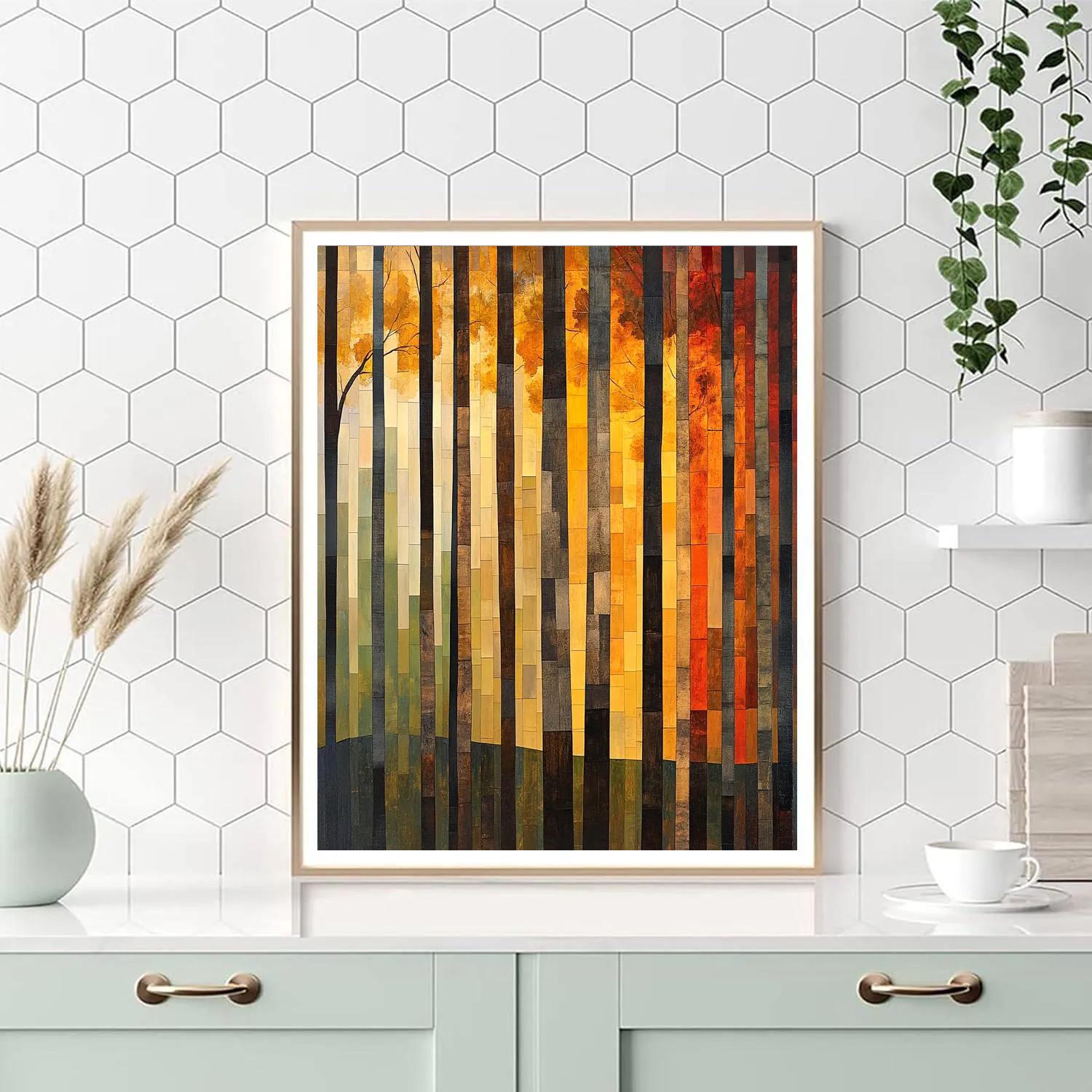 Jean-Paul Riopelle Inspired Autumn Tessellated Forest Paint by numbers art