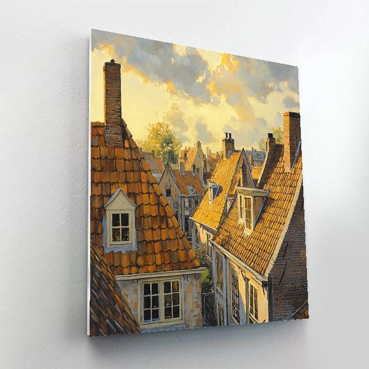 Johannes Vermeer Inspired Golden Afternoon Glow On Delft Rooftops paint by numbers