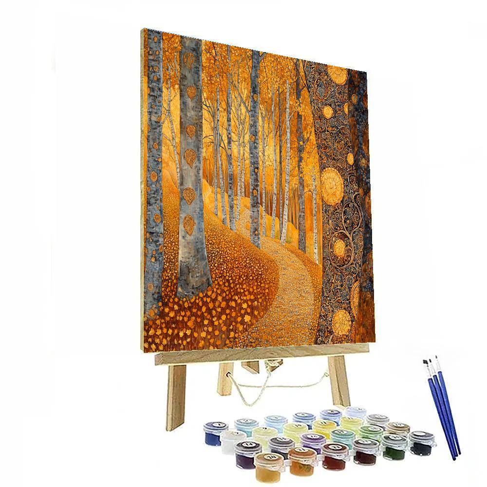 Gustav Klimt Inspired Ornate Autumn Forest painting number kit