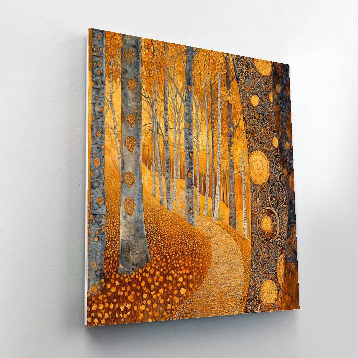 Gustav Klimt Inspired Ornate Autumn Forest painting number kit