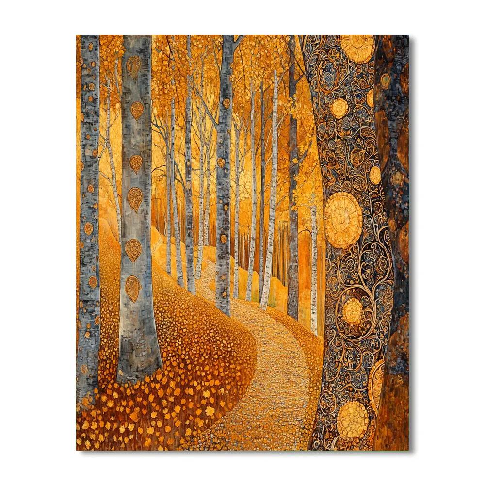 Gustav Klimt Inspired Ornate Autumn Forest painting number kit