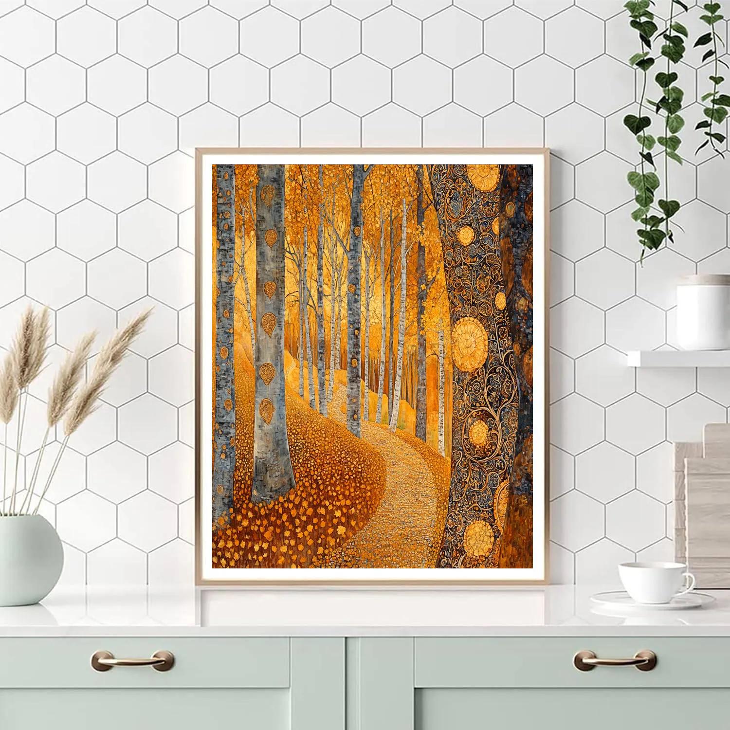 Gustav Klimt Inspired Ornate Autumn Forest painting number kit