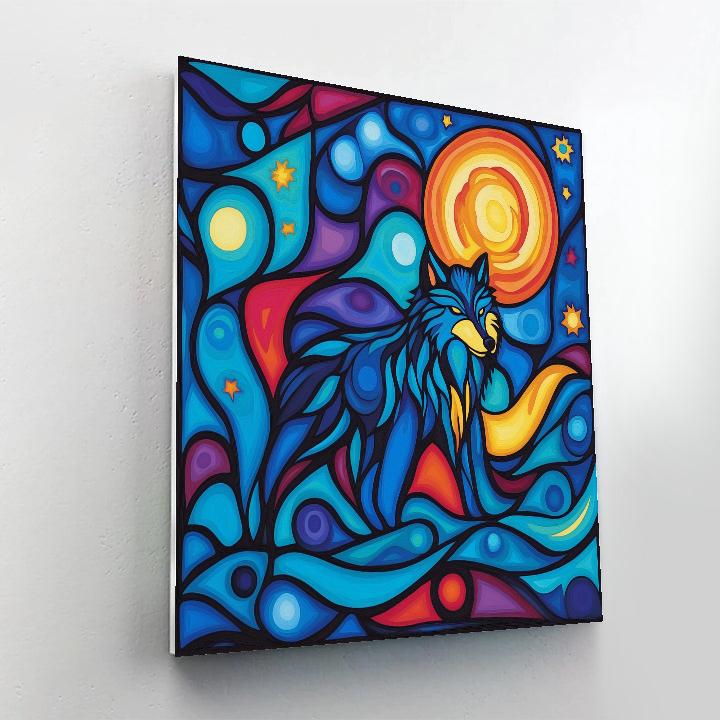Norval Morrisseau Inspired Wolf Of The Spirit Moon painting number kit
