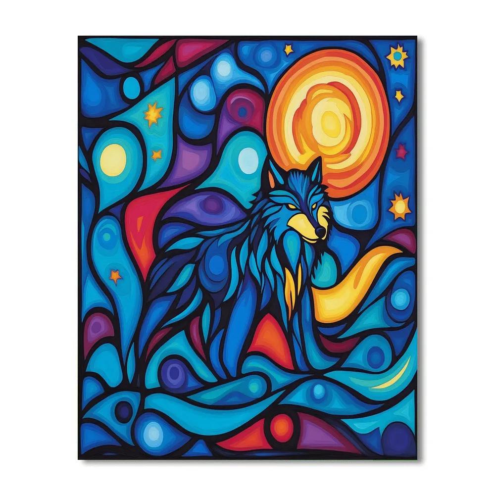 Norval Morrisseau Inspired Wolf Of The Spirit Moon painting number kit