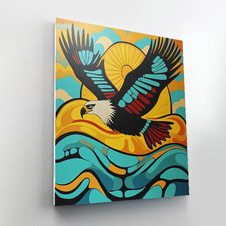 Norval Morrisseau Inspired Eagle Soaring Above The Sacred Waters Paint by numbers art