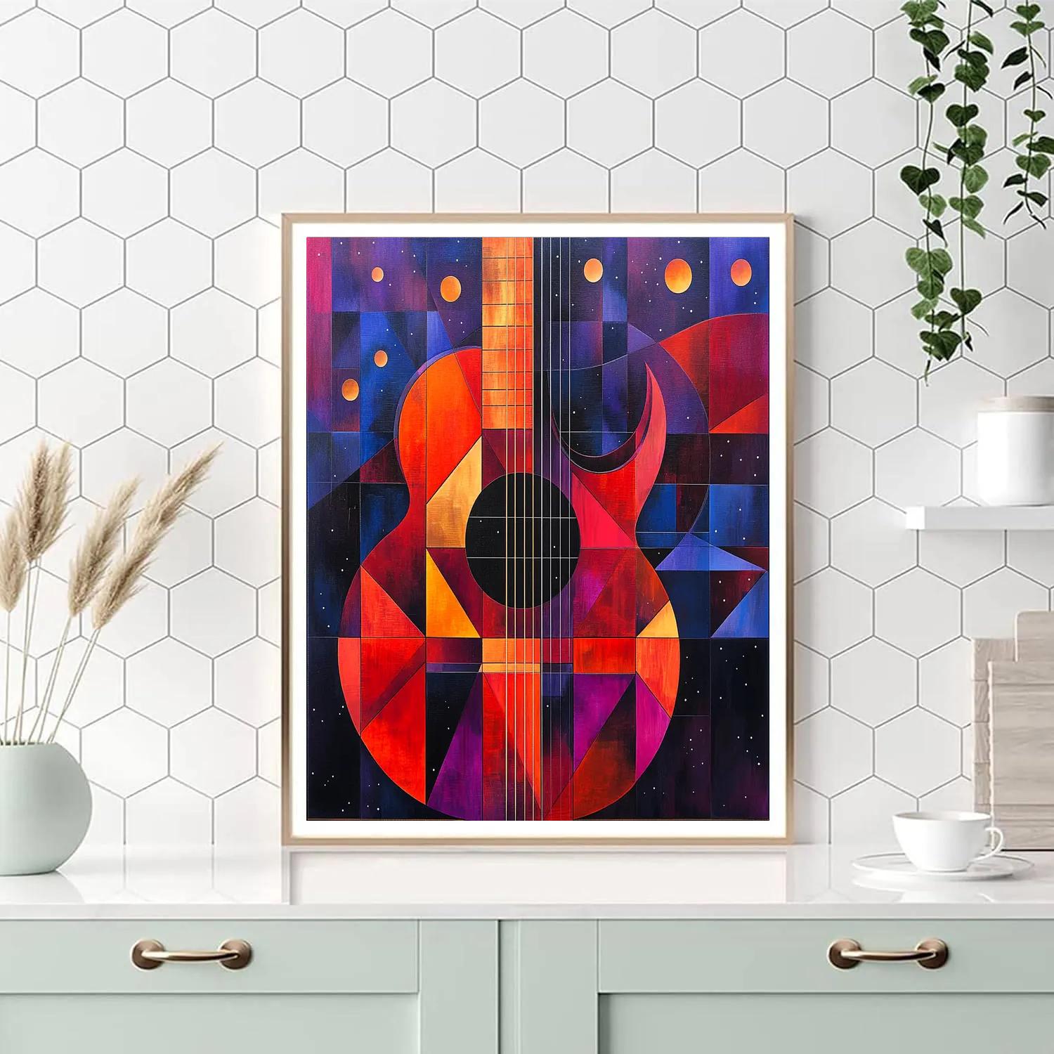 Pablo Picasso Inspired Astral Guitar Abstraction DIY paint by numbers