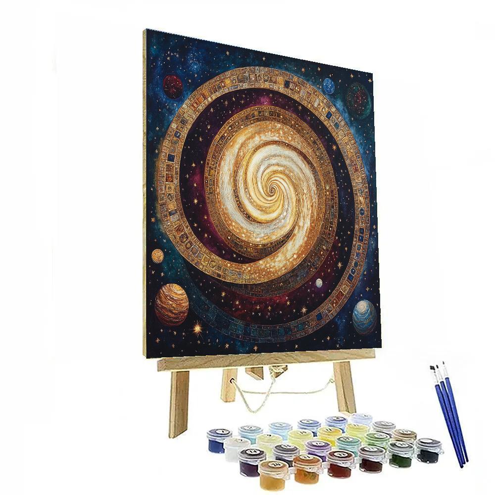 Gustav Klimt Inspired Golden Galaxy paint by color