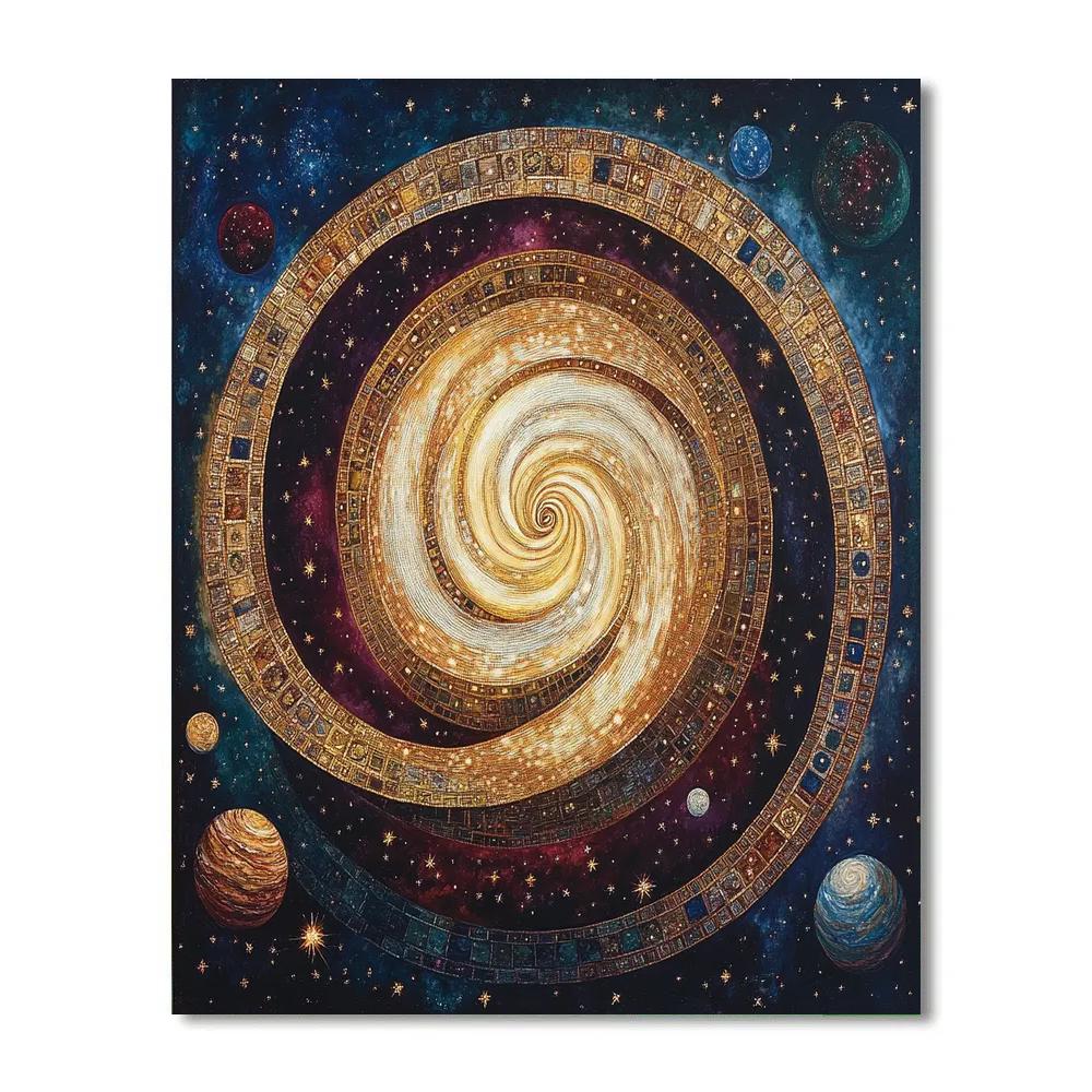 Gustav Klimt Inspired Golden Galaxy paint by color