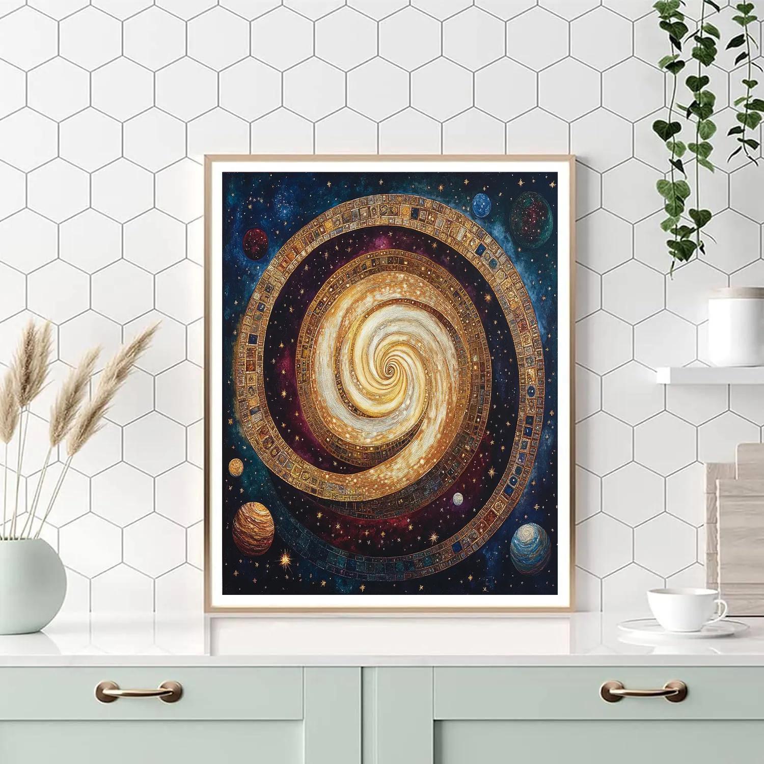 Gustav Klimt Inspired Golden Galaxy paint by color