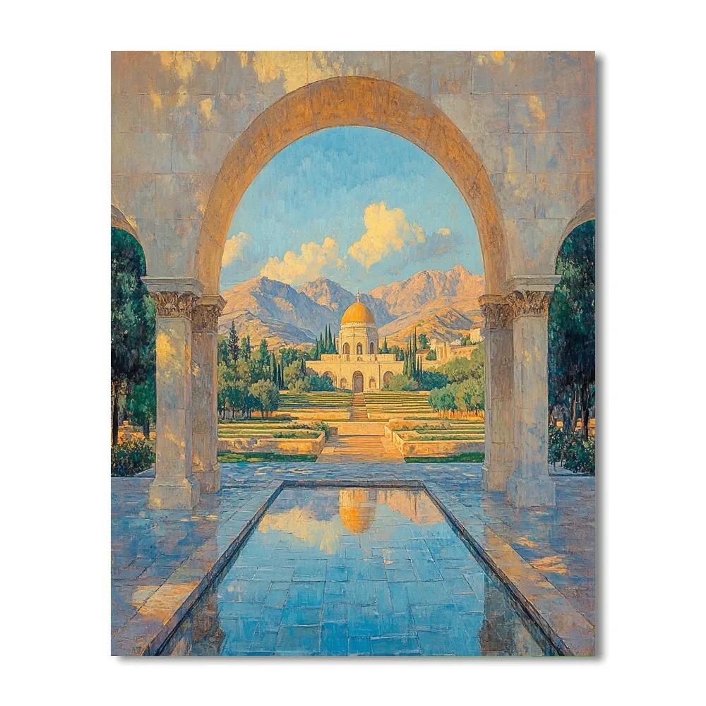 Raphael Inspired Classical Archway At Dawn DIY paint by numbers