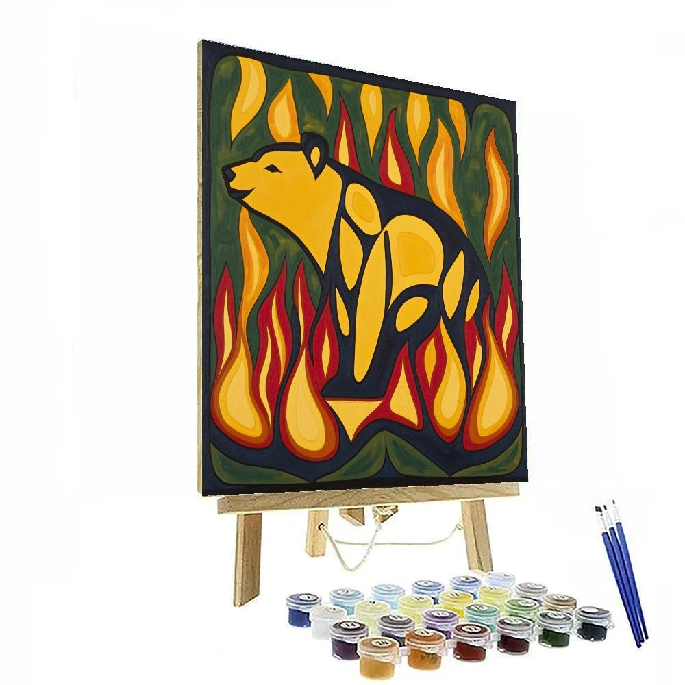 Norval Morrisseau Inspired Bear Of The Earth Fire Energy paint by numbers