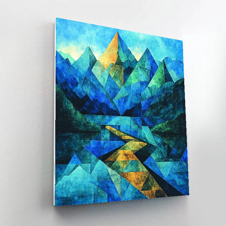 Pablo Picasso Inspired Cubist Mountain Landscape In Bold Contrasts Painting by numbers kit