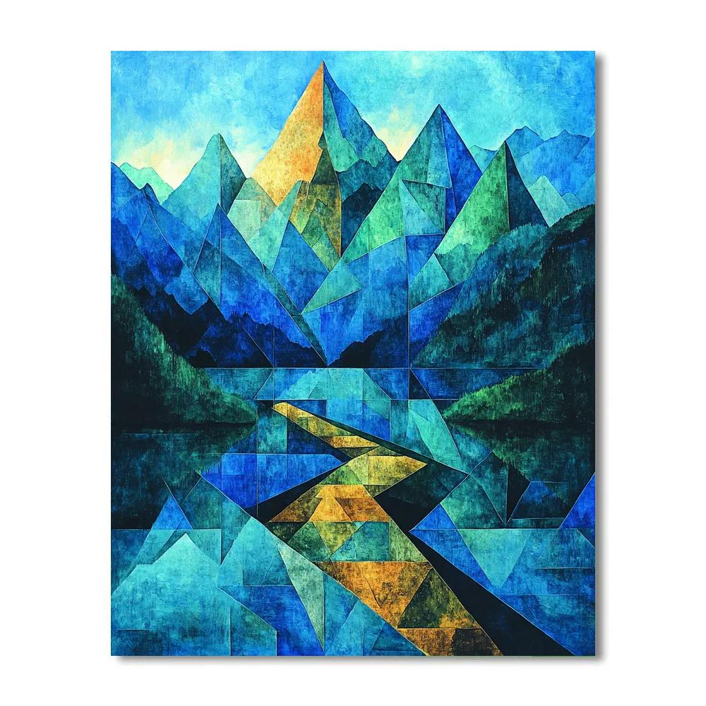 Pablo Picasso Inspired Cubist Mountain Landscape In Bold Contrasts Painting by numbers kit