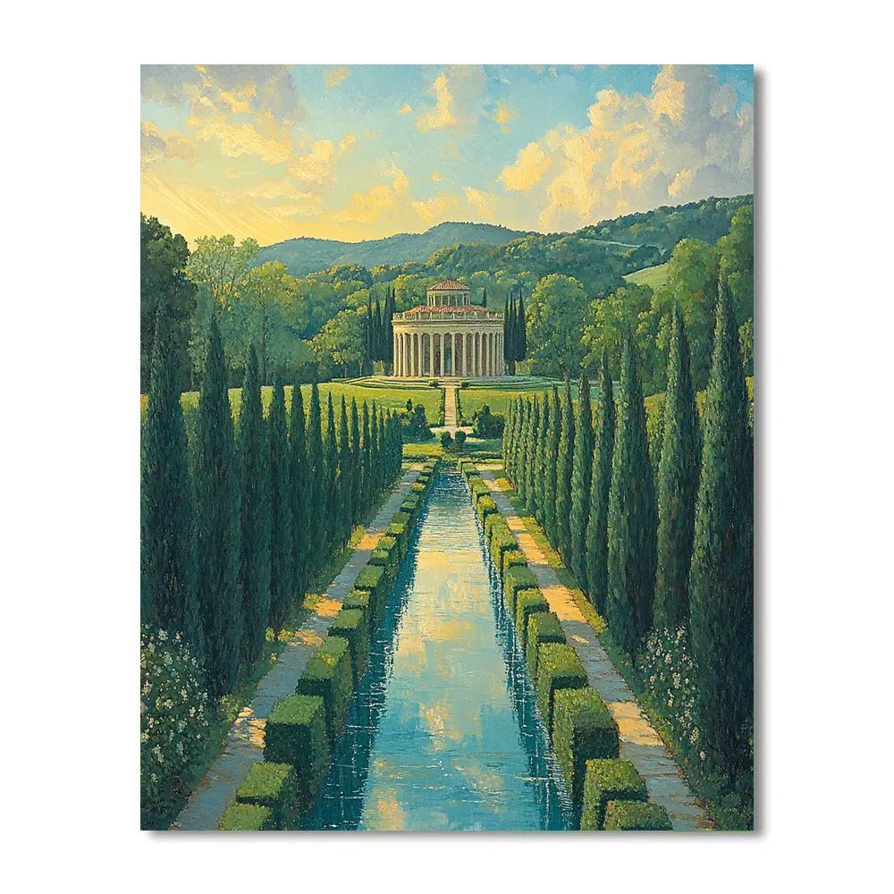 Raphael Inspired Serene Villa Overlooking River Paint by numbers kits