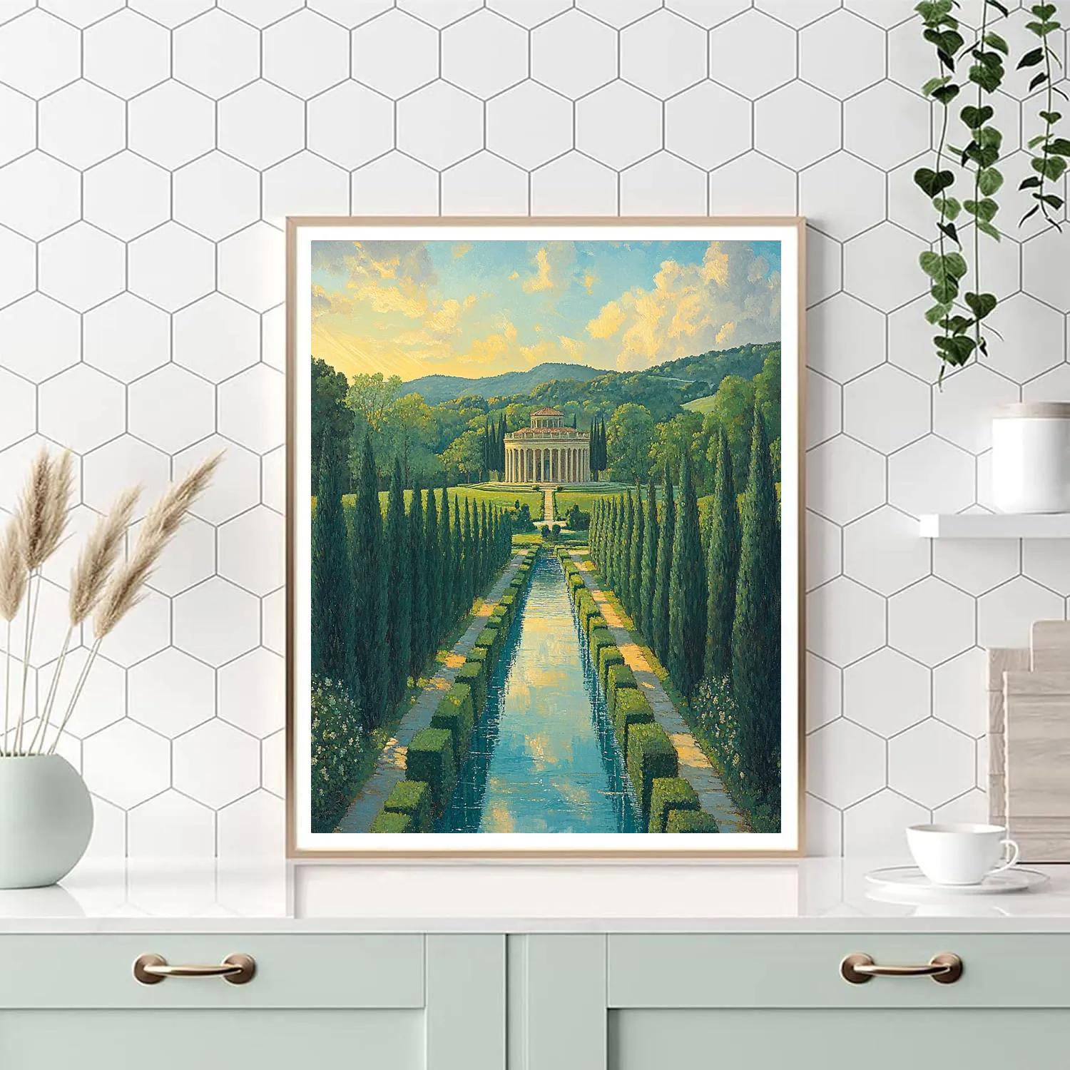 Raphael Inspired Serene Villa Overlooking River Paint by numbers kits