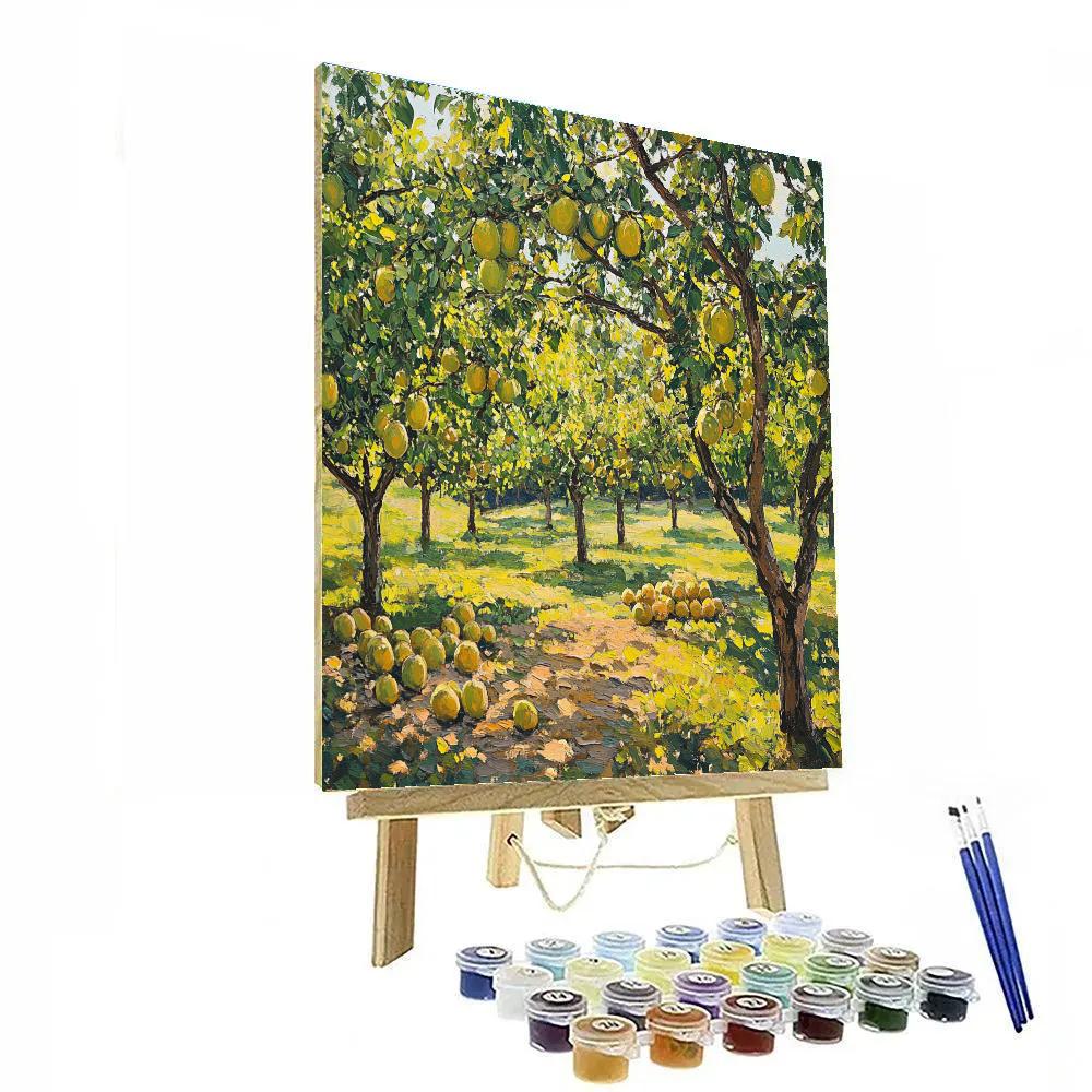Paul Cézanne Inspired Tranquil Orchard paint by color