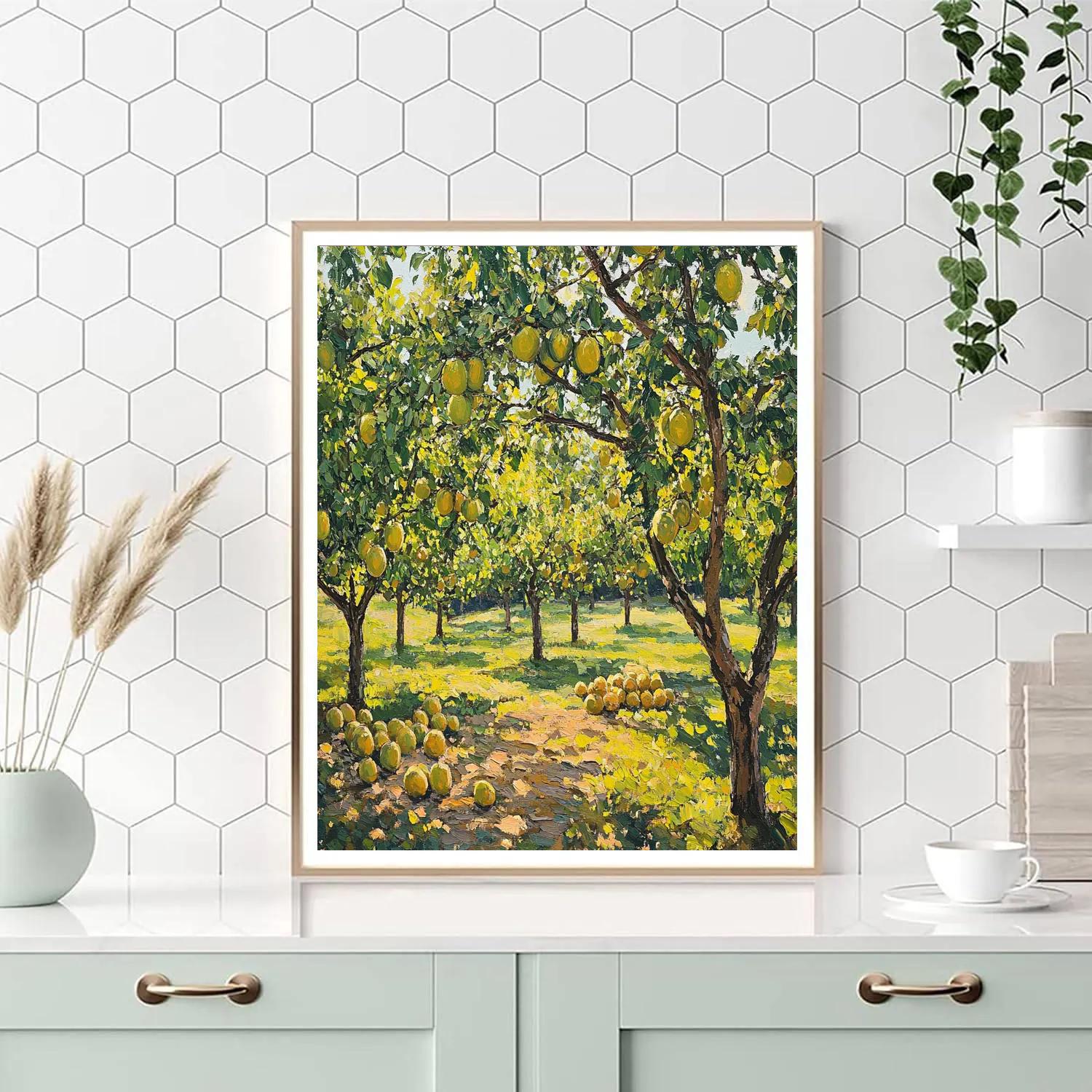 Paul Cézanne Inspired Tranquil Orchard paint by color