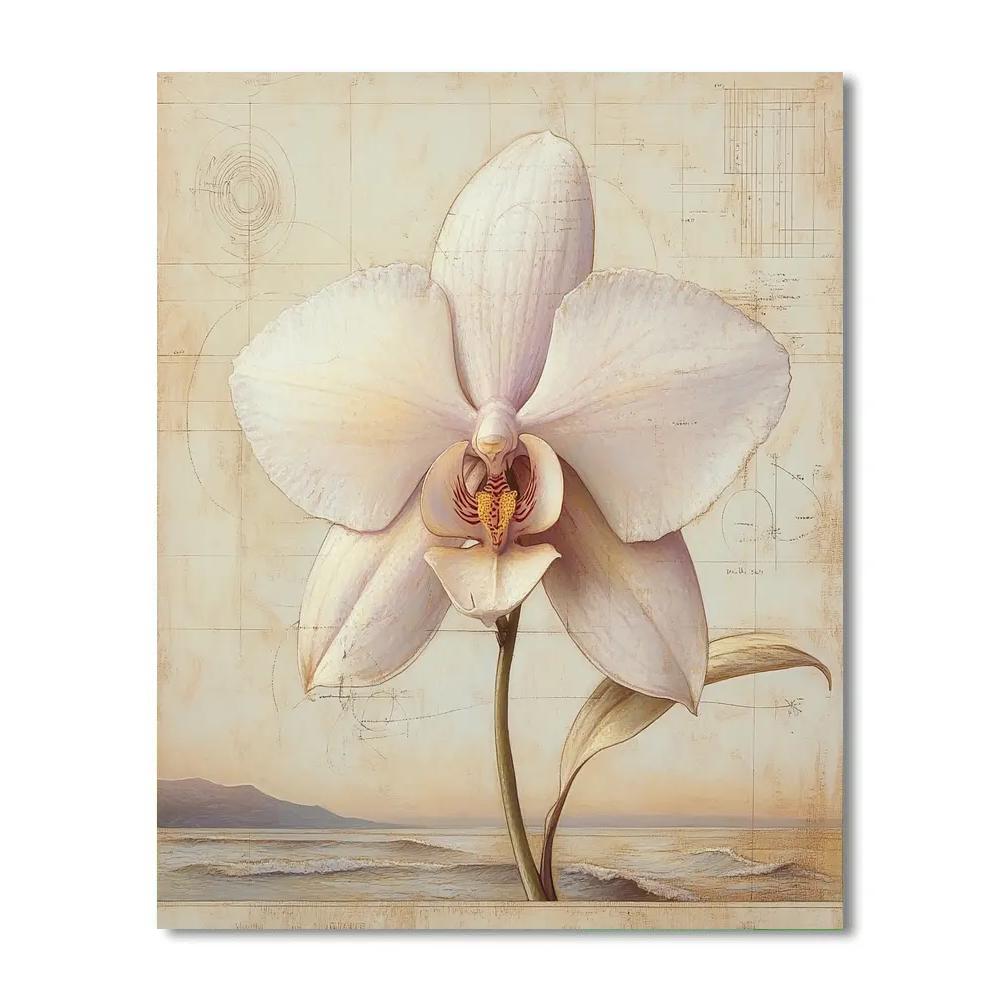 Leonardo Da Vinci Inspired Lunar Orchid Study DIY paint by numbers