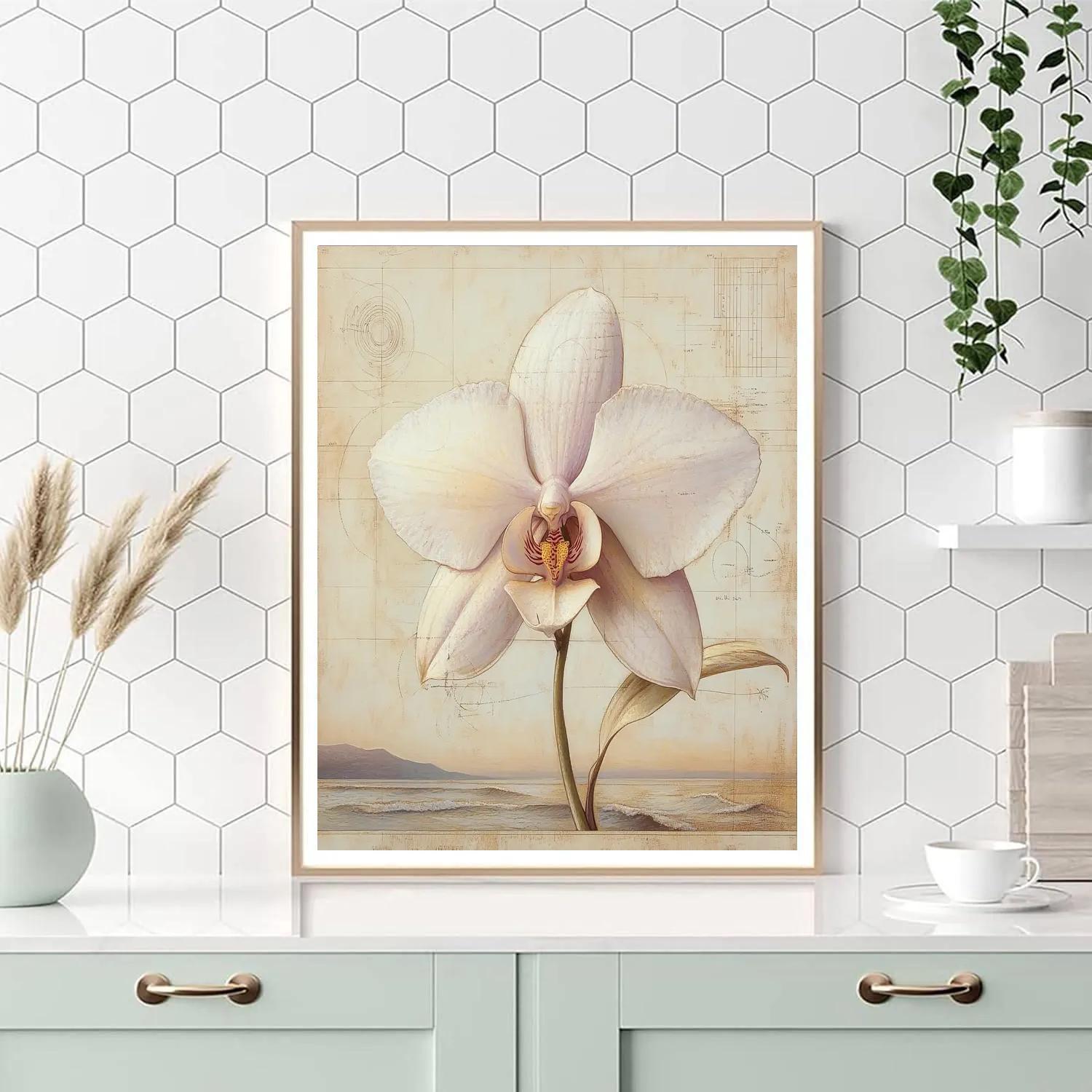 Leonardo Da Vinci Inspired Lunar Orchid Study DIY paint by numbers