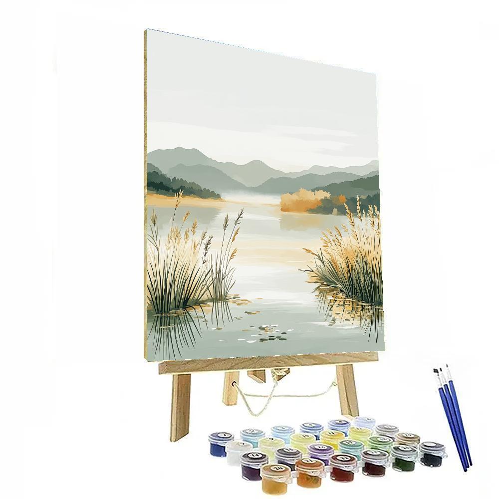 Hiroshige Inspired Autumn Mist Over Serene River Numbered painting kits