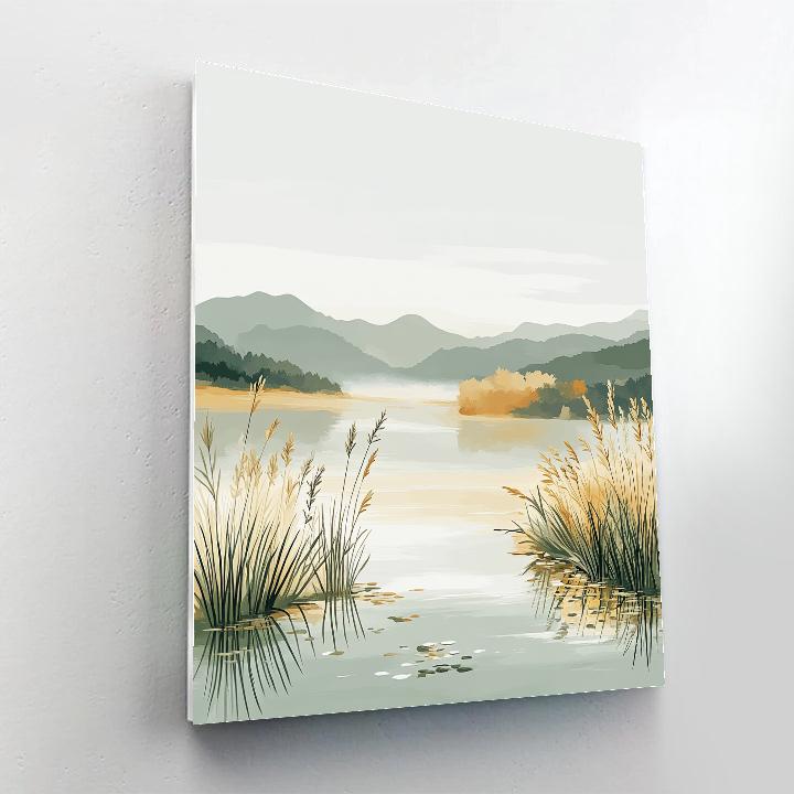 Hiroshige Inspired Autumn Mist Over Serene River Numbered painting kits