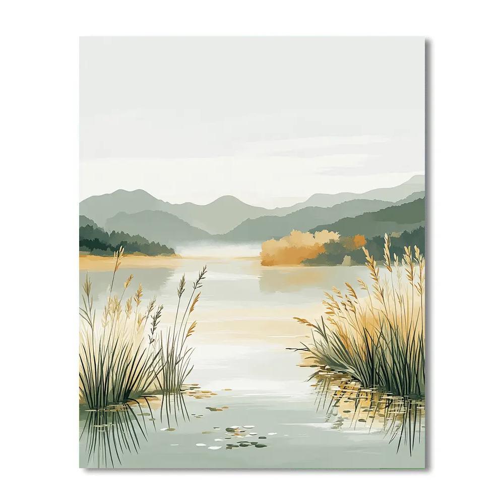 Hiroshige Inspired Autumn Mist Over Serene River Numbered painting kits