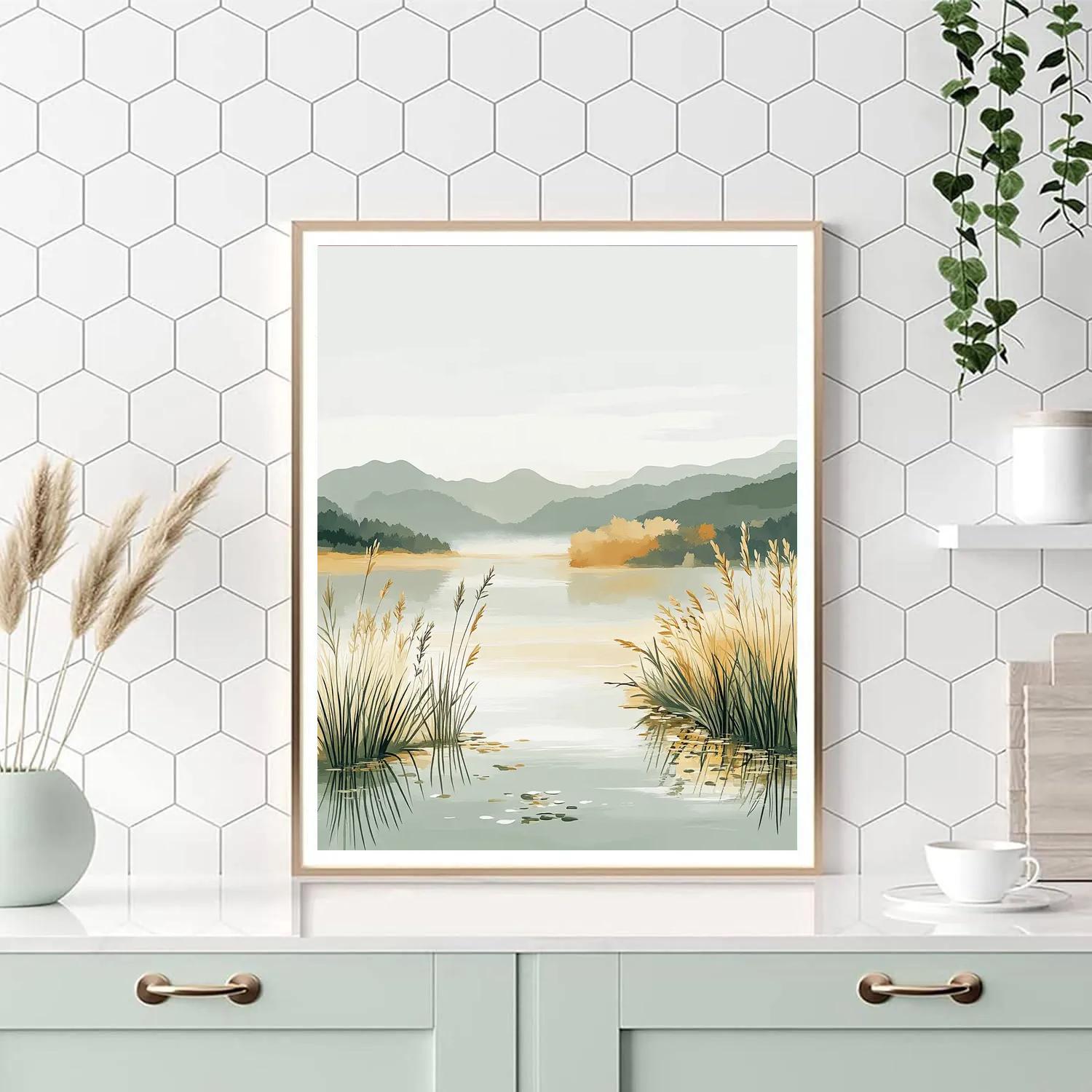 Hiroshige Inspired Autumn Mist Over Serene River Numbered painting kits