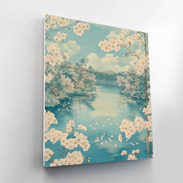 Hiroshige Inspired Springtime Cherry Blossom Reverie Numbered painting kits