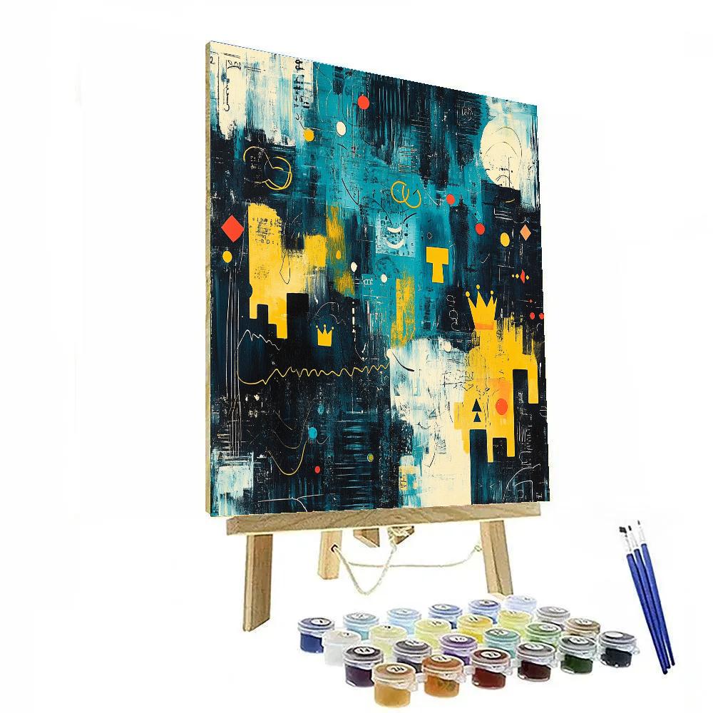 Jean-Michel Basquiat Inspired Neon Atlas Of Echoes Paint by numbers kits