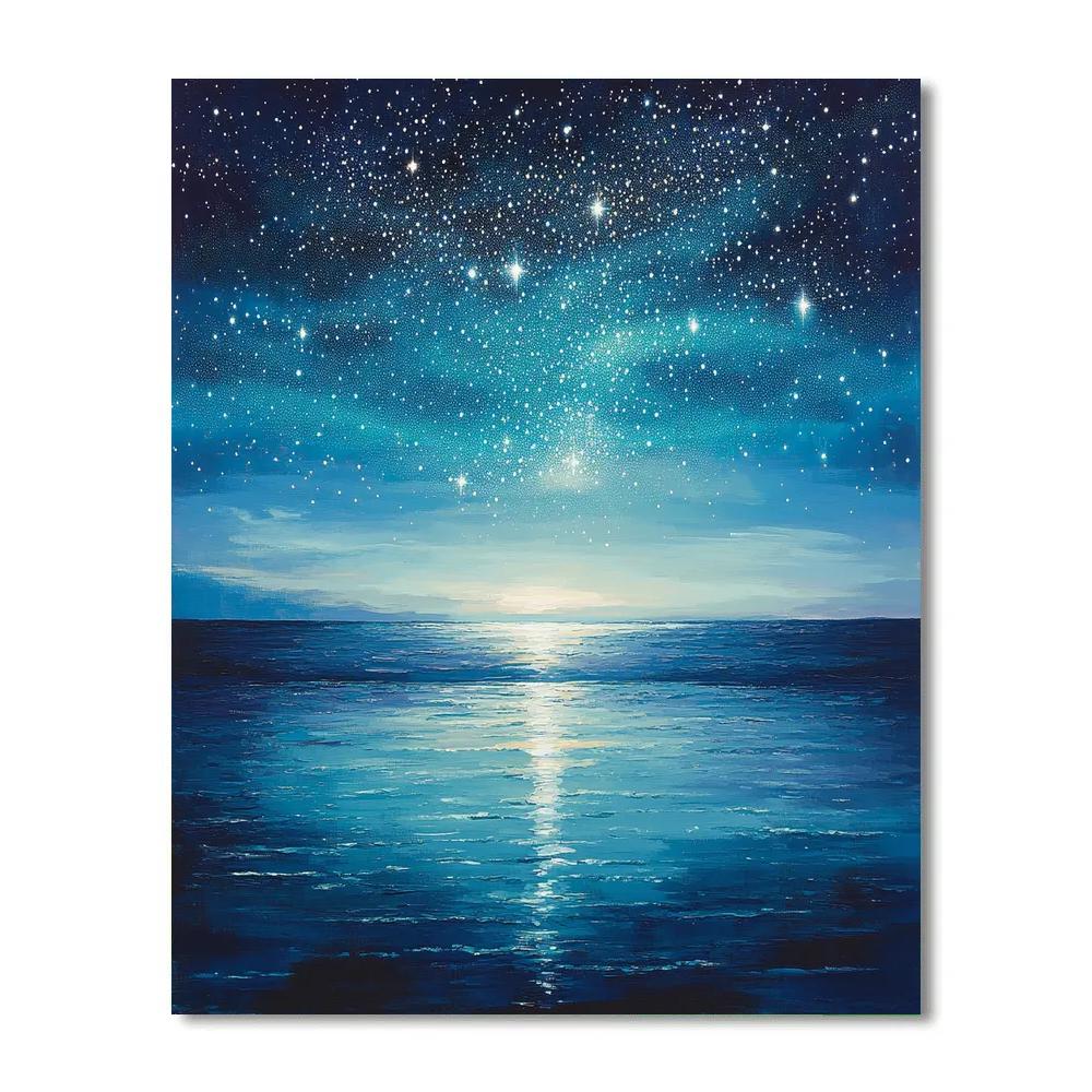 Georges Seurat Inspired Lunar Aurora Number painting