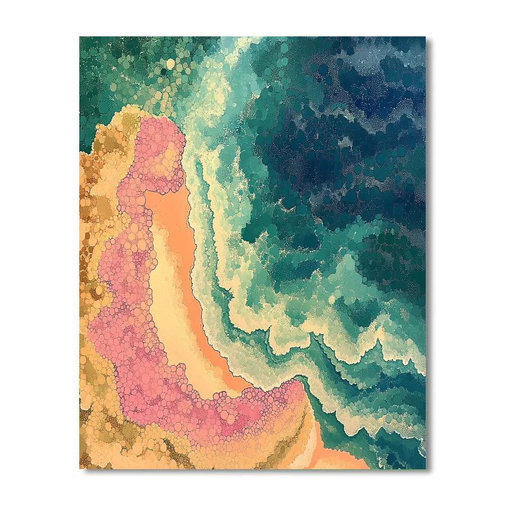 Georges Seurat Inspired Coral Atoll Abstract DIY paint by numbers