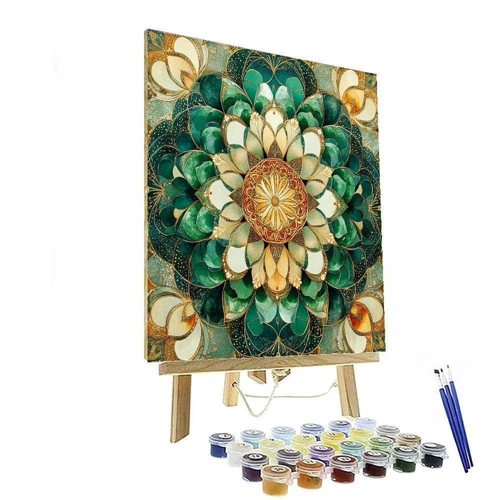 Gustav Klimt Inspired Verdant Mandala paint by color