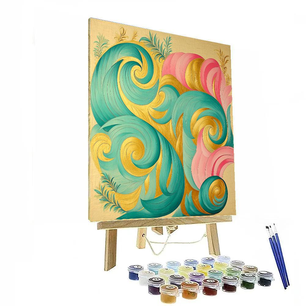 Alphonse Mucha Inspired Oceanic Whorl Of Time Numbered painting kits