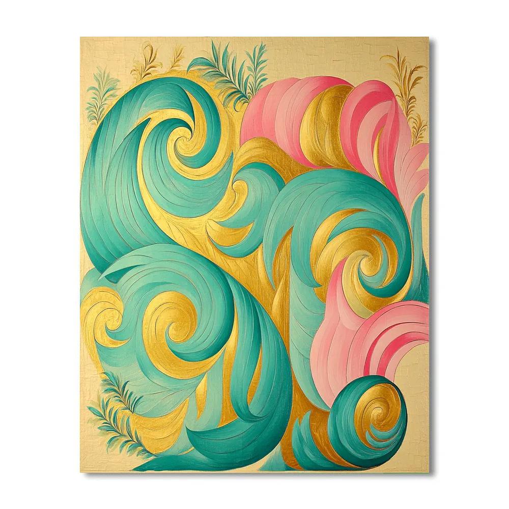 Alphonse Mucha Inspired Oceanic Whorl Of Time Numbered painting kits