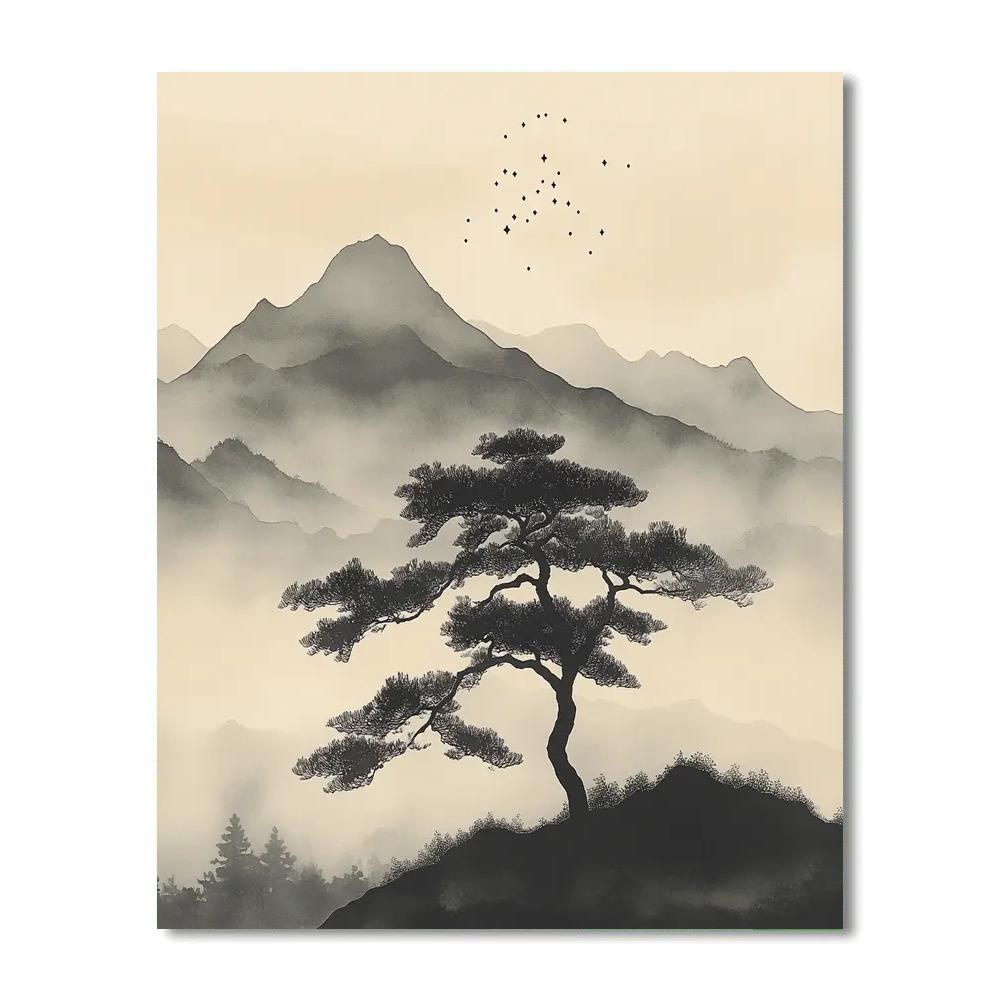 Zhao Mengfu Inspired Pine And Mist Constellation paint by numbers