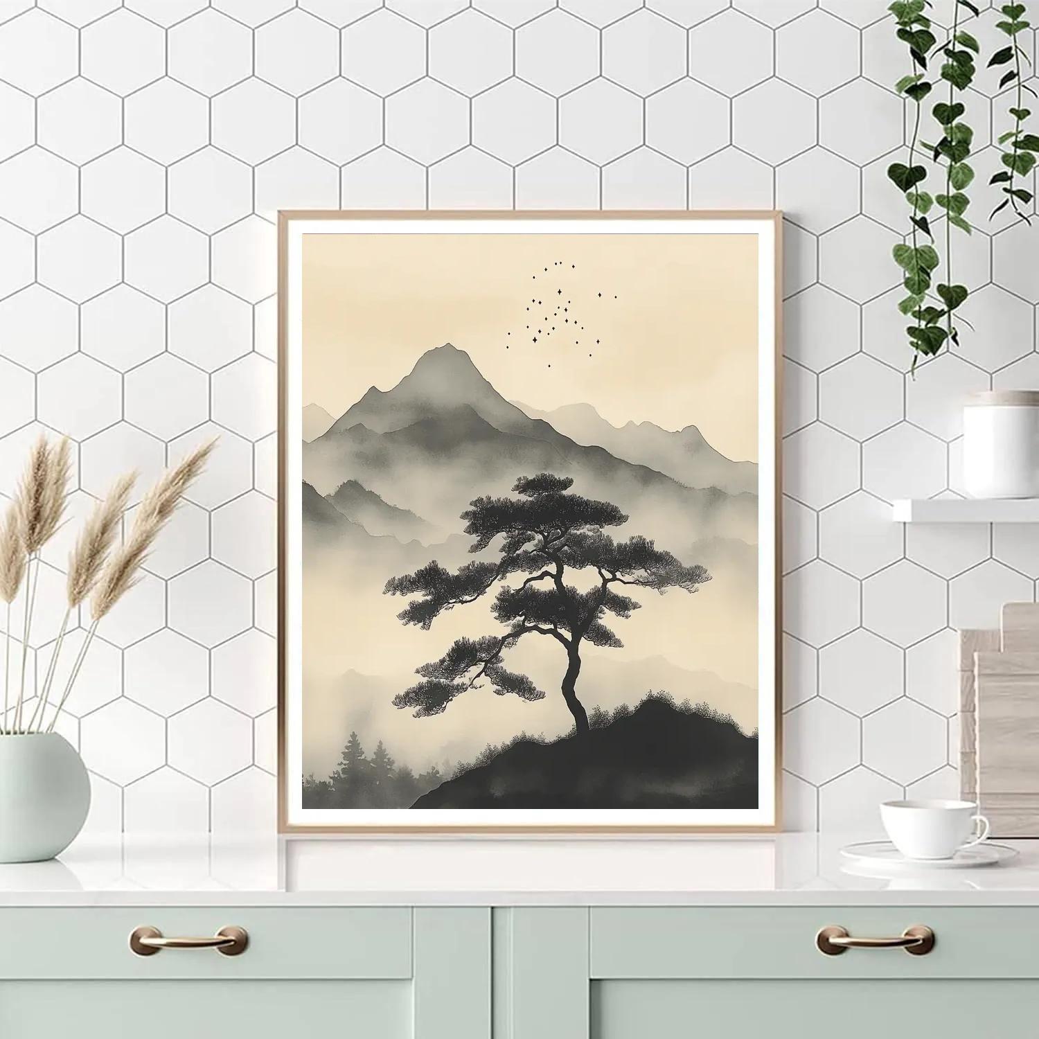 Zhao Mengfu Inspired Pine And Mist Constellation paint by numbers