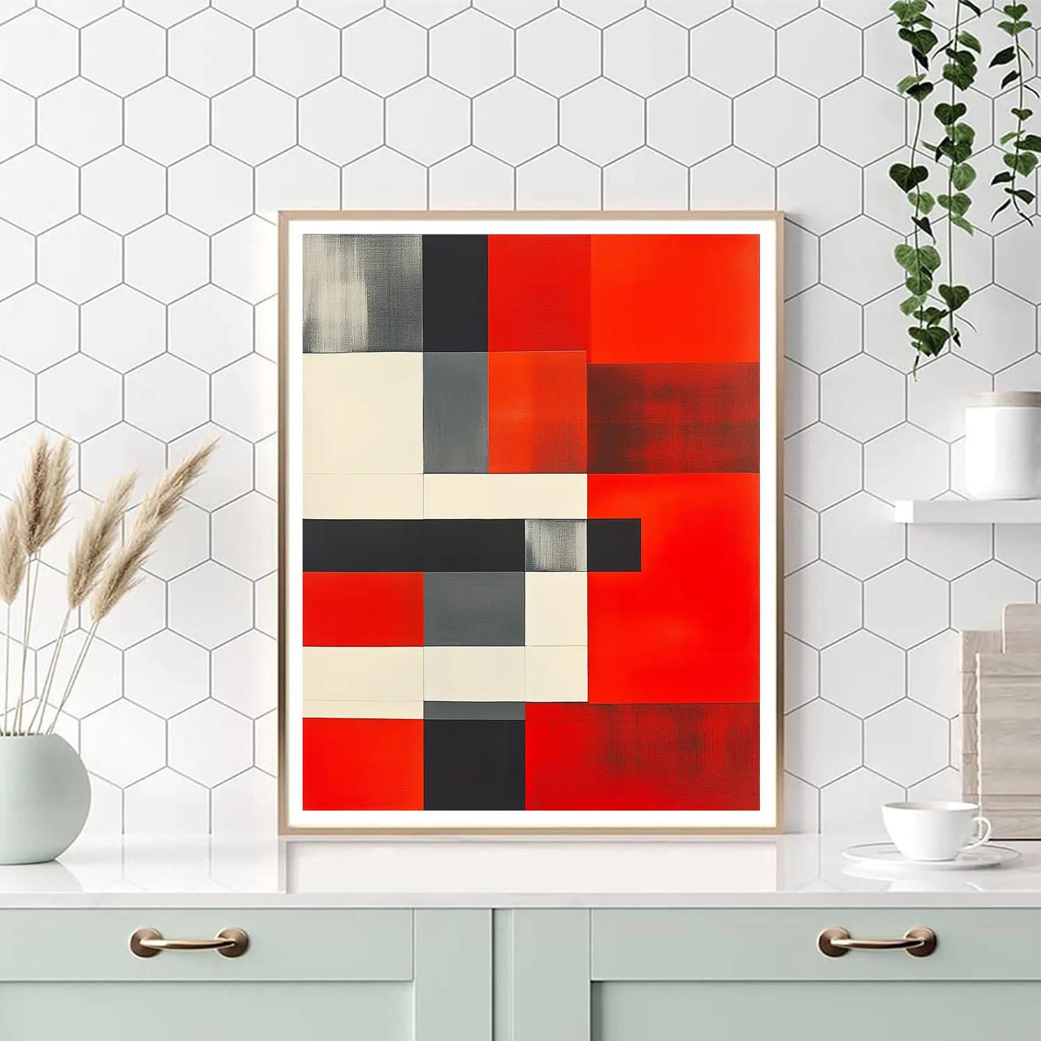 Kazimir Malevich Inspired Red Square Echoes Number painting