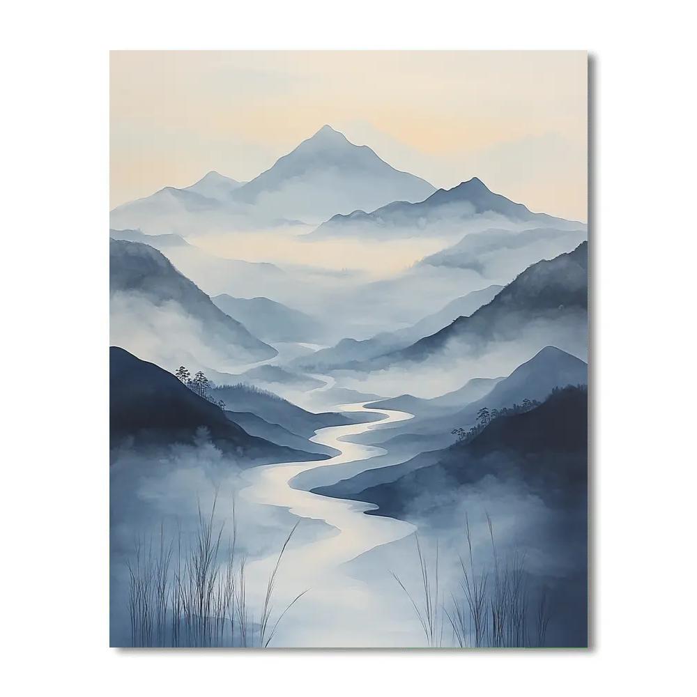 Zhao Mengfu Inspired River Of Clouds And Ancient Echoes paint by numbers