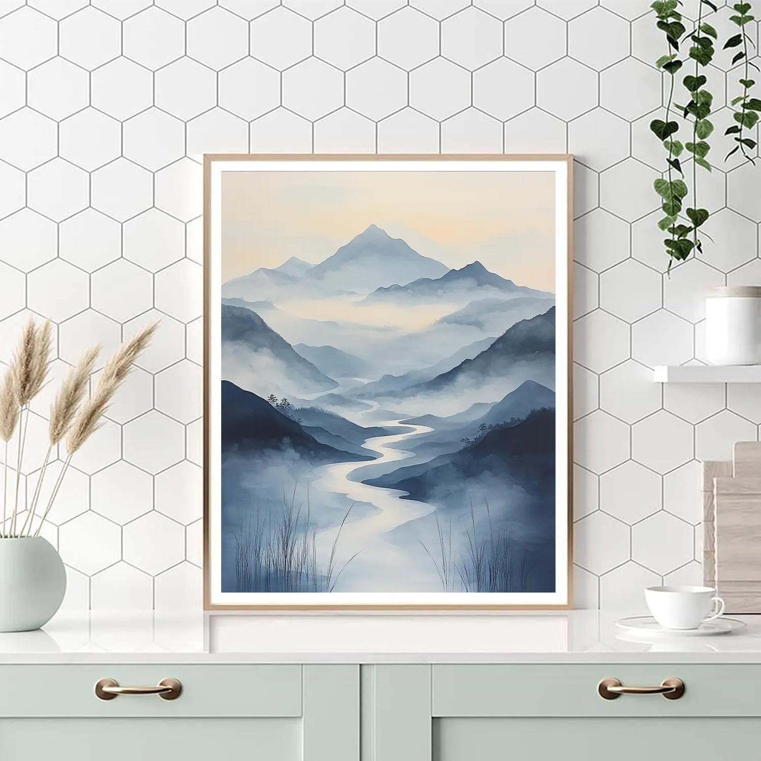 Zhao Mengfu Inspired River Of Clouds And Ancient Echoes paint by numbers