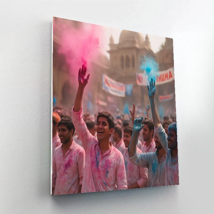 Mathura Holi Street Celebration Number painting