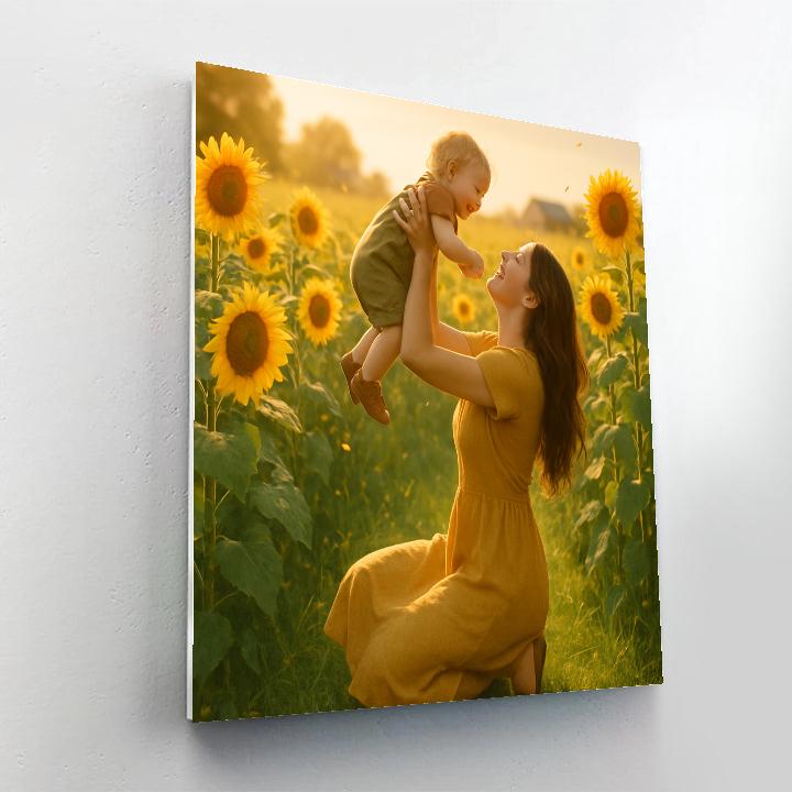 Sunflower Field Mother And Child Numbered painting kits
