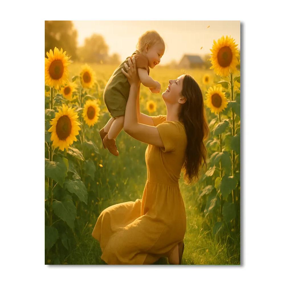 Sunflower Field Mother And Child Numbered painting kits