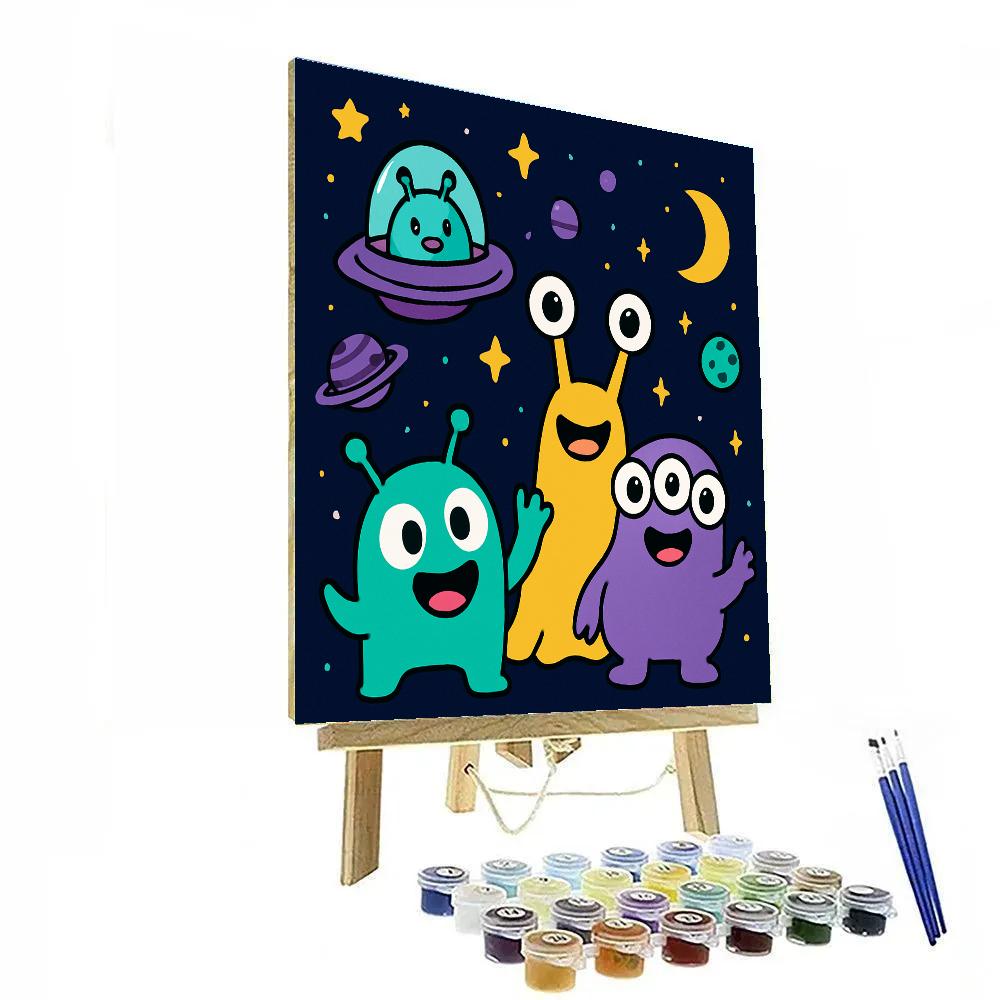 Galactic Adventure With Friendly Aliens paint by color