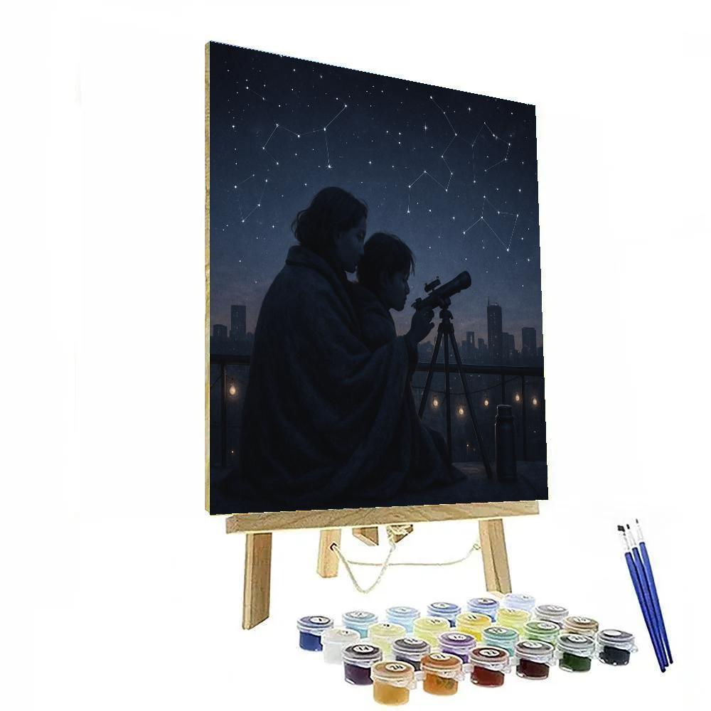 City Rooftop Stargazing painting number kit