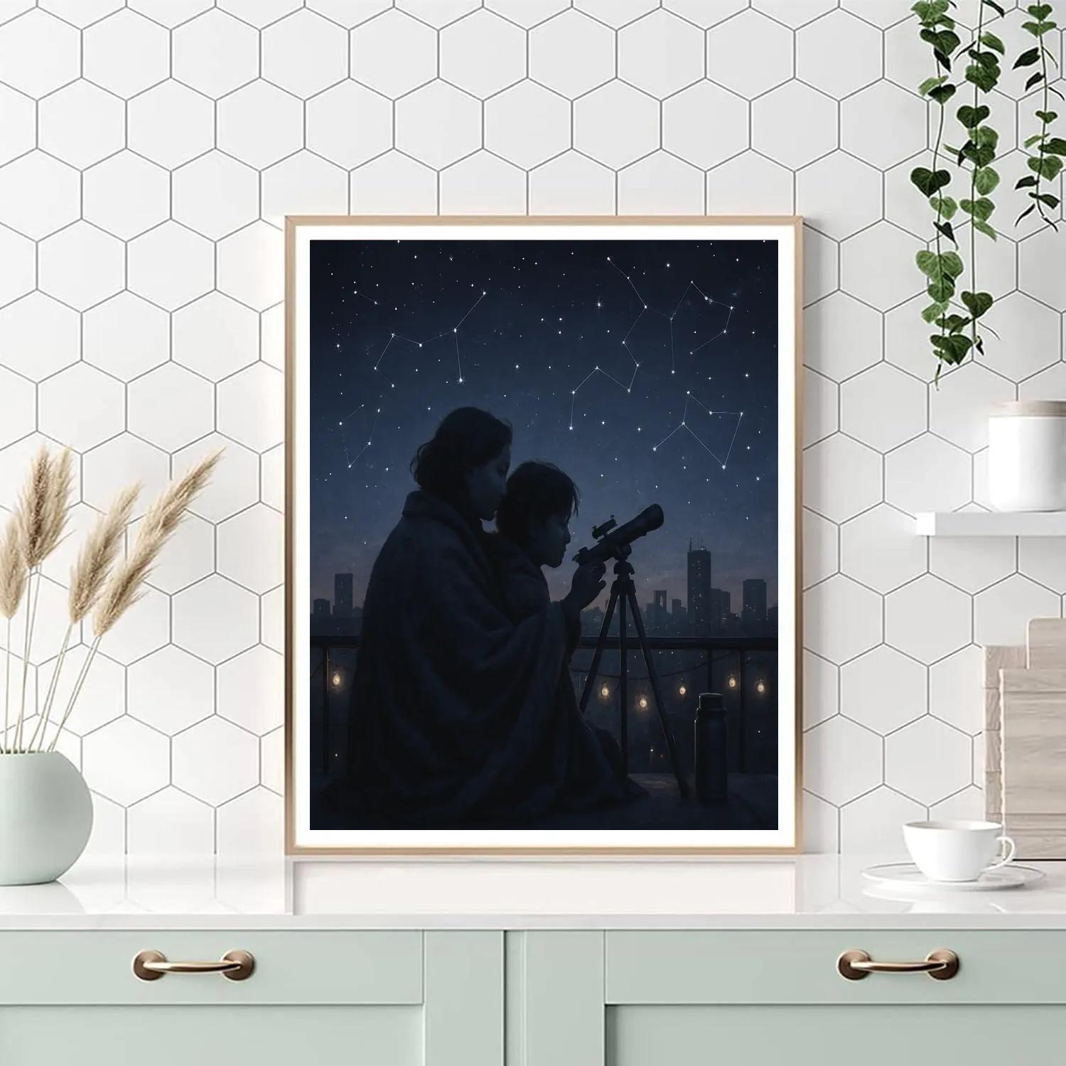 City Rooftop Stargazing painting number kit