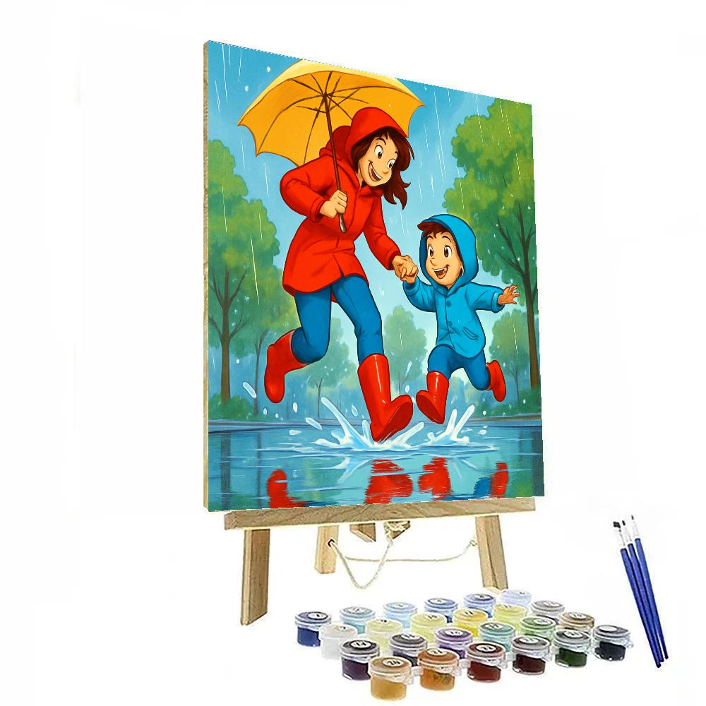 Raincoat Puddle Jumping Number painting